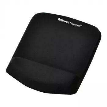 Fellowes Maus Mat Handgelenkstütze – PlushTouch Mauspad mit rutschfester Gummibasis und antibakteriellem Schutz – Ergonomische Mausmatte für Computer, Laptop, Home-Office – Schwarz