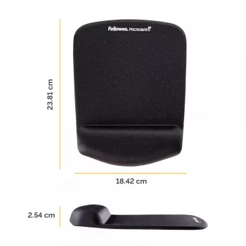 Fellowes Maus Mat Handgelenkstütze – PlushTouch Mauspad mit rutschfester Gummibasis und antibakteriellem Schutz – Ergonomische Mausmatte für Computer, Laptop, Home-Office – Schwarz