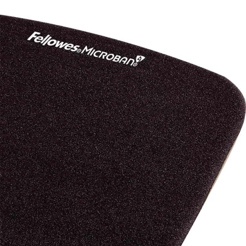 Fellowes Maus Mat Handgelenkstütze – PlushTouch Mauspad mit rutschfester Gummibasis und antibakteriellem Schutz – Ergonomische Mausmatte für Computer, Laptop, Home-Office – Schwarz