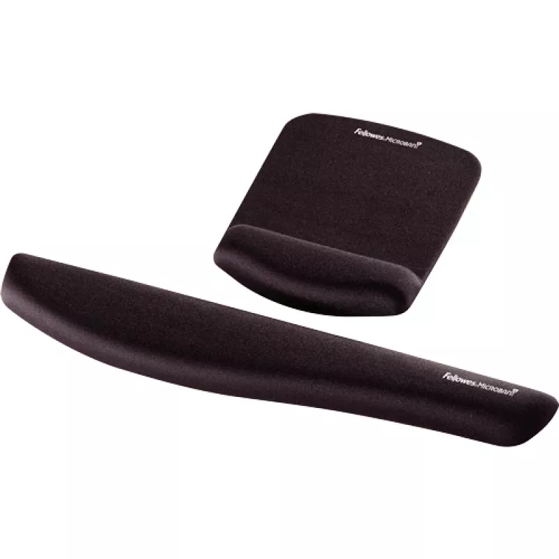 Fellowes Maus Mat Handgelenkstütze – PlushTouch Mauspad mit rutschfester Gummibasis und antibakteriellem Schutz – Ergonomische Mausmatte für Computer, Laptop, Home-Office – Schwarz