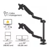 Fellowes Platinum Series Dual Stacking Monitor Arm – Monitorhalterung für zwei 8 kg schwere 27-Zoll-Bildschirme – Verstellbare Doppelmonitor-Tischhalterung – Neigung 45° Schwenken 180° Drehung 360° Rotation 360°, VESA 75 x 75/100 x 100 – Schwarz