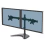 Fellowes Seasa Dual Monitor Arm - Freistehende Monitorhalterung für 8 kg schwere 27-Zoll-Bildschirme – Ergonomisch verstellbarer Monitorarm – Neigung ±45°, Schwenkbereich 120°, Drehung 360° – VESA 75 x 75/100 x 100 – Schwarz