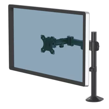 Fellowes Reflex Monitorhalterung - Monitorhalterung für 8 kg 32 Zoll Bildschirme - Verstellbare Monitor-Tischhalterung - Neigung 45° Schwenkbereich 180° Rotation 360°, VESA 75 x 75/100 x 100 - Schwarz
