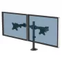 Fellowes Reflex Doppel-Monitorarm – Doppel-Monitorhalterung für 8 kg schwere 27-Zoll-Bildschirme – verstellbare Monitor-Tischhalterung – Neigung 45° Schwenken 180° Drehung 360°, VESA 75 x 75/100 x 100 – Schwarz