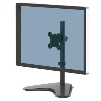 Fellowes Seasa Einzelmonitorarm - Freistehende Monitorhalterung für 8 kg 32-Zoll-Bildschirme - Ergonomisch verstellbarer Monitorarm - Neigung 45° Schwenkbereich 120° Drehung 360°, VESA 75 x 75/100 x 100 - Schwarz