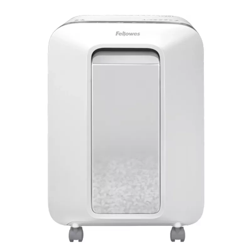 Fellowes Powershred LX201 Mikroschnitt-Aktenvernichter weiß, Mikroschnitt, 23 cm, 2 x 12 mm, 22 L, Touch, 4 Räder