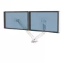 Fellowes Platinum Series Dual-Monitorarm – Monitorhalterung für zwei 8 kg schwere 40-Zoll-Bildschirme – verstellbare Dual-Monitor-Tischhalterung – Neigung 45°, Schwenken 180°, Drehen 360°, Rotation 360°, VESA 75 x 75/100 x 100 – Weiß