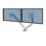 Fellowes Platinum Series Dual Monitor Arm - Monitorhalterung für zwei 8 kg 40 Zoll Bildschirme - Verstellbare duale Monitor-Tischhalterung - Neigung 45° Schwenken 180ᵒ Drehung 360ᵒ Rotation 360ᵒ, VESA 75 x 75/100 x 100 - Silber