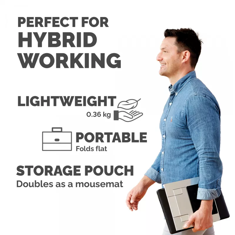Fellowes Laptop-Ständer für den Schreibtisch – Hylyft verstellbarer Laptop-Ständer für Zuhause und Büro – Laptop-Erhöhung mit 6 Höheneinstellungen – max. Monitorgröße 17 Zoll, max. Gewicht 5 kg – Silber/Schwarz