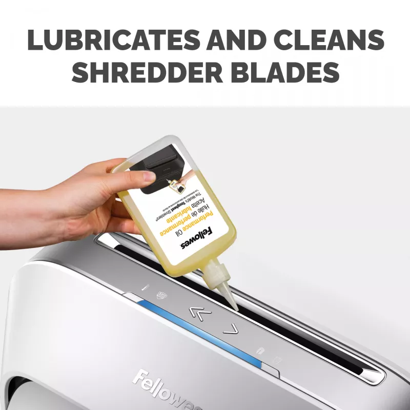 Fellowes Powershred Flaschenschmiermittel (355 ml), Schmieröl, 0,355 l, Gelb, 90 mm, 35 mm, 20 mm