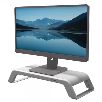 Fellowes Computermonitorständer mit 3 Höhenverstellungen - Hana LT Monitorerhöhung - Ergonomischer verstellbarer Monitorständer für Computer - Maximales Gewicht 22,6 kg - Weiß