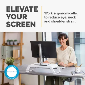Fellowes Computermonitorständer mit 3 Höhenverstellungen - Hana LT Monitorerhöhung - Ergonomischer verstellbarer Monitorständer für Computer - Maximales Gewicht 22,6 kg - Weiß