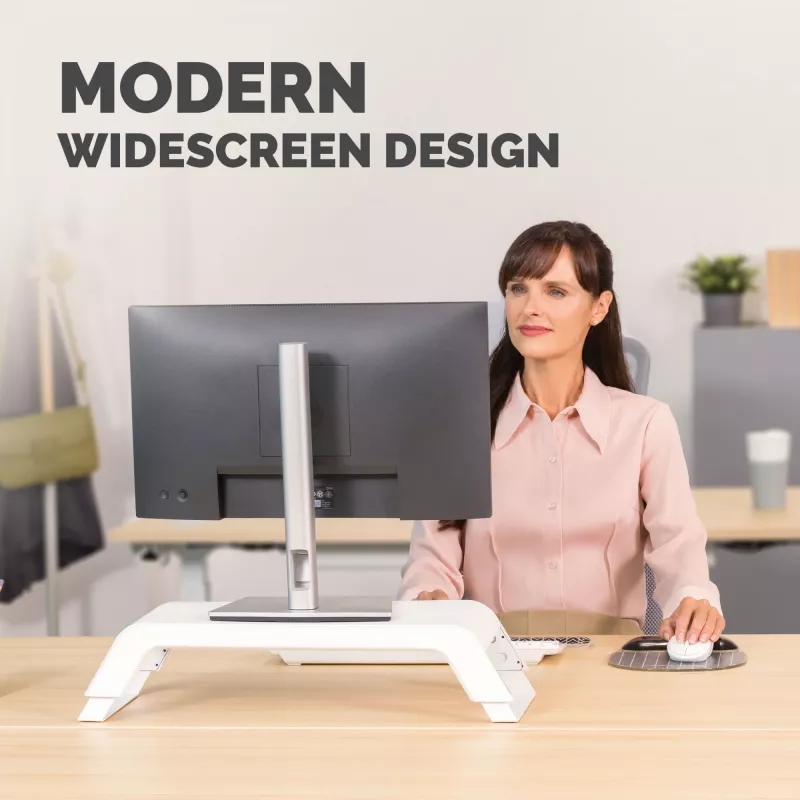 Fellowes Computermonitorständer mit 3 Höhenverstellungen - Hana LT Monitorerhöhung - Ergonomischer verstellbarer Monitorständer für Computer - Maximales Gewicht 22,6 kg - Weiß