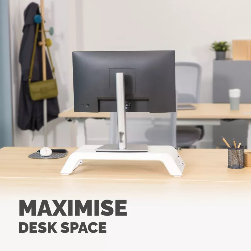 Fellowes Computermonitorständer mit 3 Höhenverstellungen - Hana LT Monitorerhöhung - Ergonomischer verstellbarer Monitorständer für Computer - Maximales Gewicht 22,6 kg - Weiß