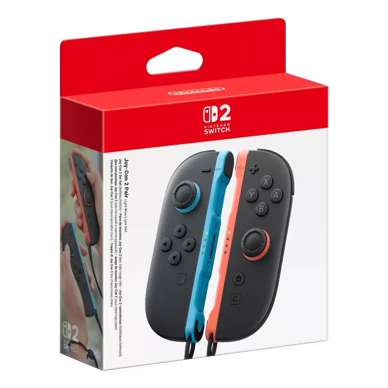 Nintendo Joy-Con 2 (L)/(R) Hellblau/Hellrot, Joystick, Nintendo Switch 2, Aufnahmetaste, Steuerkreuz, Home-Taste, Analog / Digital, Kabellos, Bluetooth