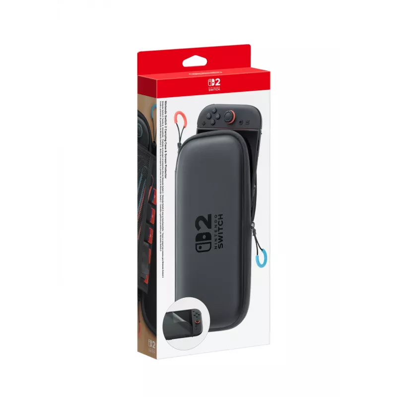 Nintendo Switch 2 Tragetasche & Displayschutz, Hartschalenhülle, Nintendo, Schwarz, Nintendo Switch 2, Reißverschluss, 142 mm