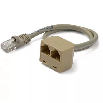 StarTech.com 2-zu-1 RJ45 Splitter Kabeladapter - F/M, 10/100Base-T(X), Cat5e, Grau, Polyvinylchlorid (PVC), 0,33 m, Stecker/Buchse