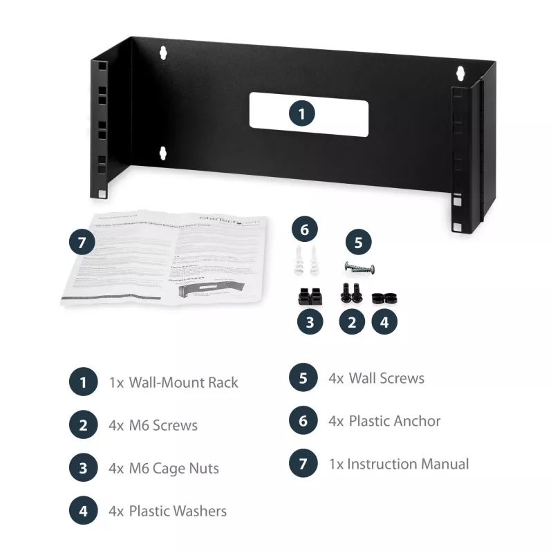StarTech.com 4HE 19 Zoll klappbare Wandmontagehalterung für Patchfelder