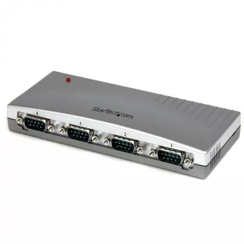 StarTech.com 4-Port USB-auf-RS232-Seriell-DB9-Adapter-Hub, USB, Seriell, Silber, Kunststoff, CE, FCC, RoHS, 1 W