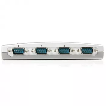 StarTech.com 4-Port USB-auf-RS232-Seriell-DB9-Adapter-Hub, USB, Seriell, Silber, Kunststoff, CE, FCC, RoHS, 1 W