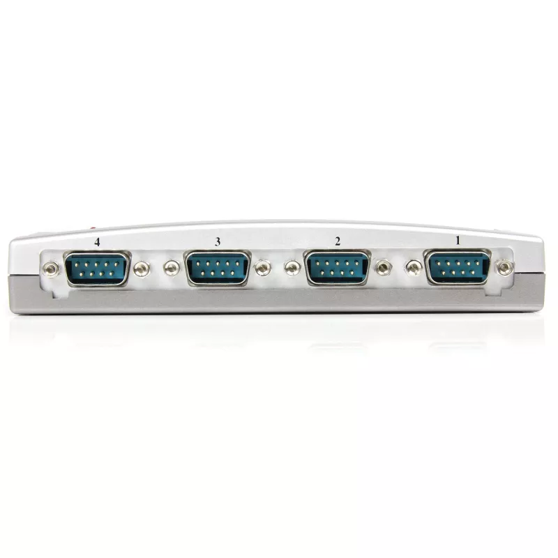 StarTech.com 4-Port USB-auf-RS232-Seriell-DB9-Adapter-Hub, USB, Seriell, Silber, Kunststoff, CE, FCC, RoHS, 1 W