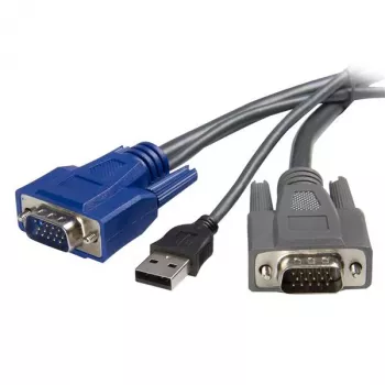 StarTech.com 1,8 m Ultra-dünnes USB-VGA-2-in-1-KVM-Kabel, Schwarz, VGA, USB A + VGA, Stecker/Stecker, 189 g