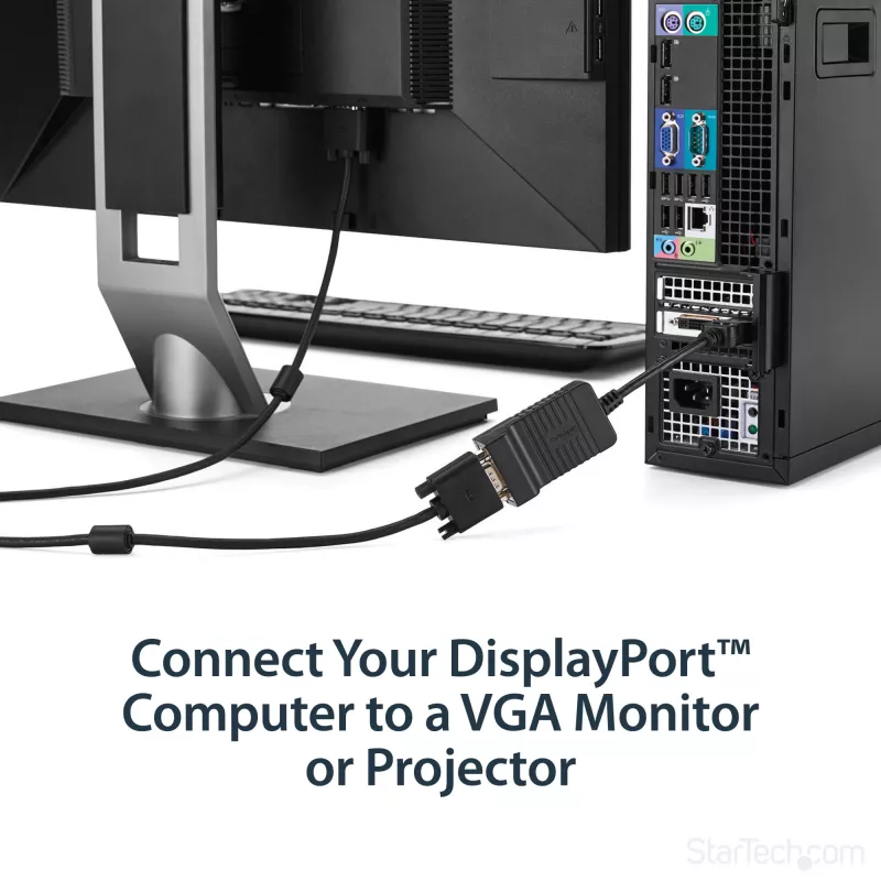 StarTech.com DisplayPort-auf-VGA-Adapter – aktiver DP-auf-VGA-Konverter – 1080p-Video – langlebig – DP/DP++-Quelle zu VGA-Monitor-Kabel-Adapter-Dongle – DP 1.2 auf VGA – einrastender DP-Stecker