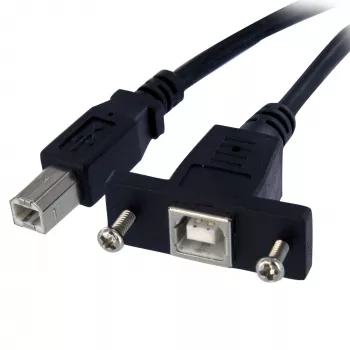 StarTech.com 1 ft Panel Mount USB-Kabel B auf B – F/M, 0,3 m, USB B, USB B, USB 2.0, 0,48 Gbit/s, Schwarz