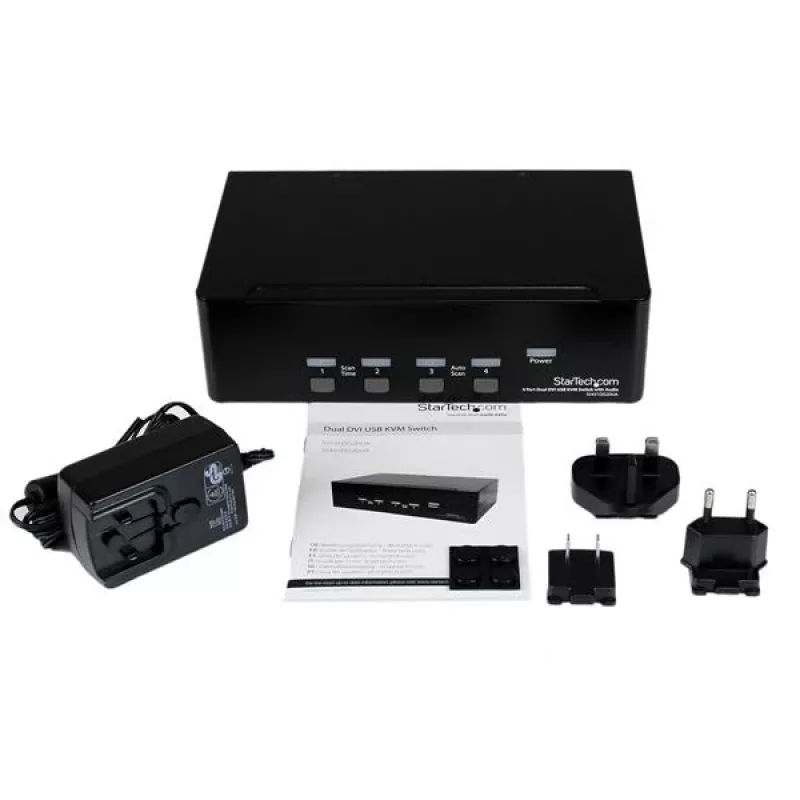 StarTech.com 4-Port Dual-DVI-USB-KVM-Switch mit Audio- und USB-2.0-Hub