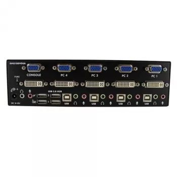 StarTech.com 4-Port DVI VGA Dual-Monitor KVM-Switch USB mit Audio & USB 2.0 Hub