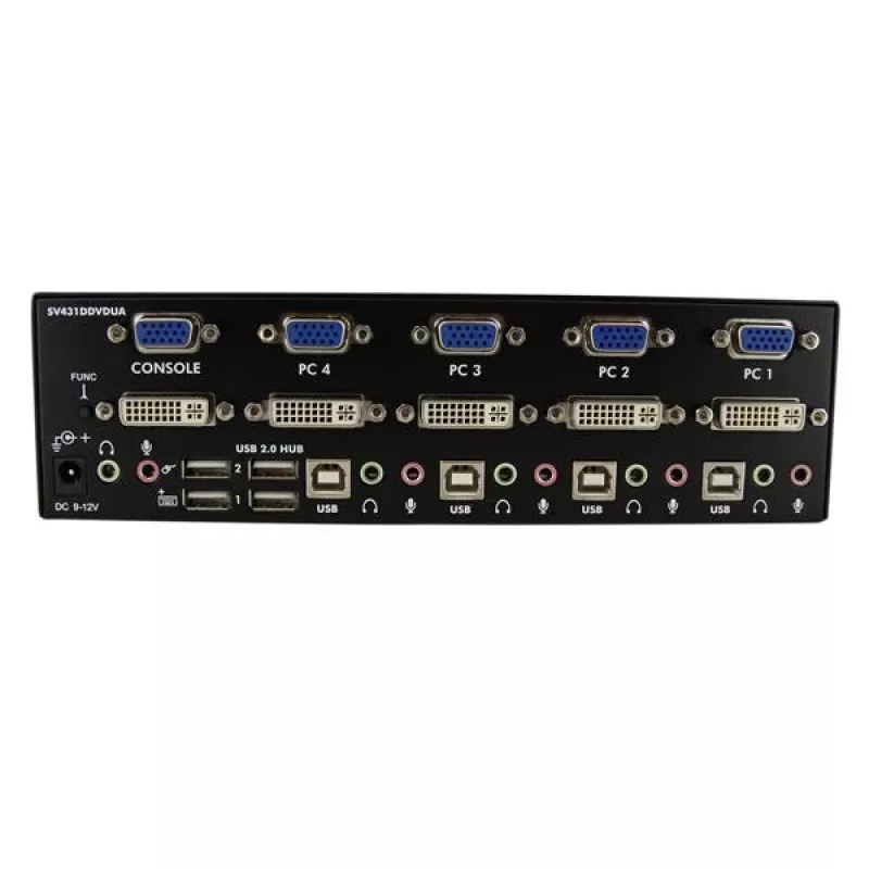 StarTech.com 4-Port DVI VGA Dual-Monitor KVM-Switch USB mit Audio & USB 2.0 Hub