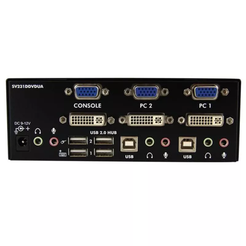 StarTech.com 2-Port DVI VGA Dual Monitor KVM Switch USB mit Audio & USB 2.0 Hub