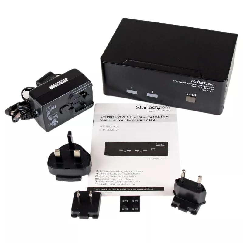 StarTech.com 2-Port DVI VGA Dual Monitor KVM Switch USB mit Audio & USB 2.0 Hub
