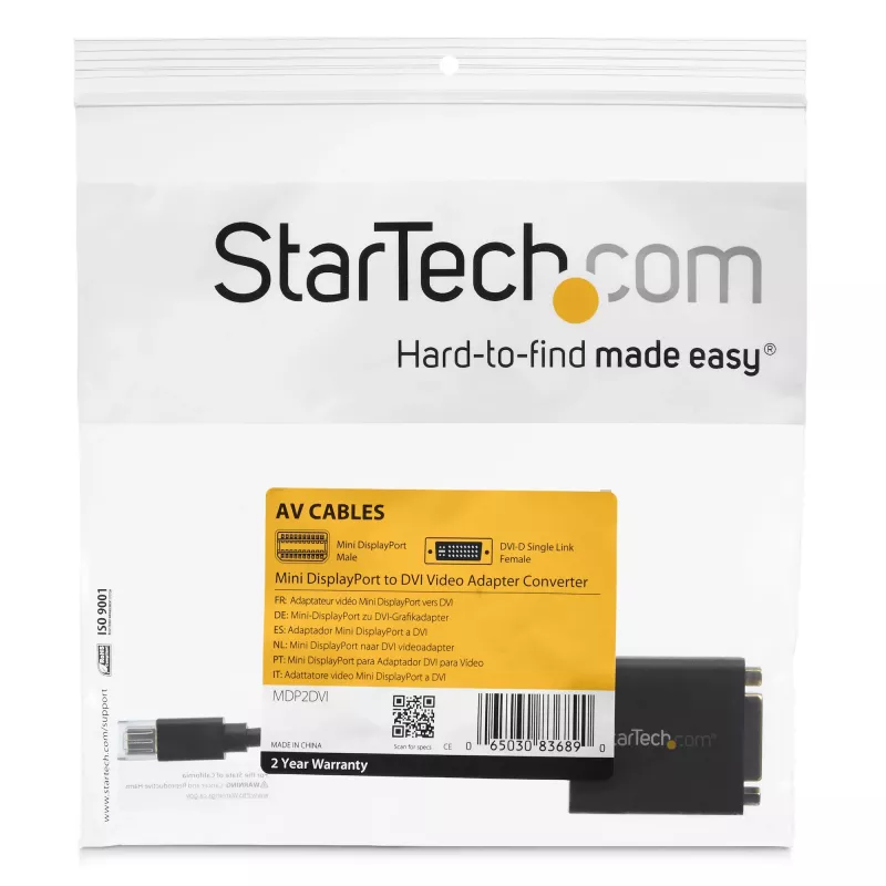 StarTech.com Mini DisplayPort auf DVI Adapter - Mini DP auf DVI-D Konverter - 1080p Video - VESA-zertifiziert - mDP oder Thunderbolt 1/2 Mac/PC auf DVI Monitor - mDP 1.2 auf DVI Single-Link Dongle