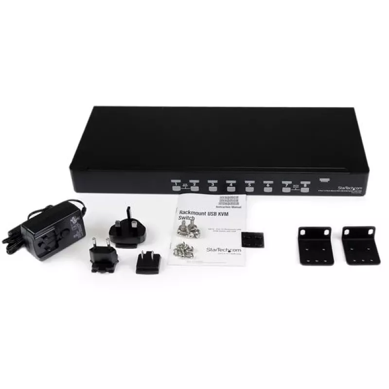 StarTech.com 8 Port 1U Rackmount USB KVM Switch mit OSD, 1920 x 1440 Pixel, Rack-Montage, 1U, Schwarz