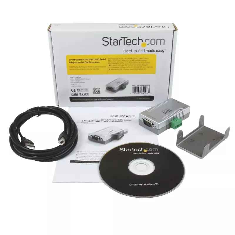 StarTech.com 2-Port USB zu RS232 RS422 RS485 Seriell-Adapter mit COM-Retention