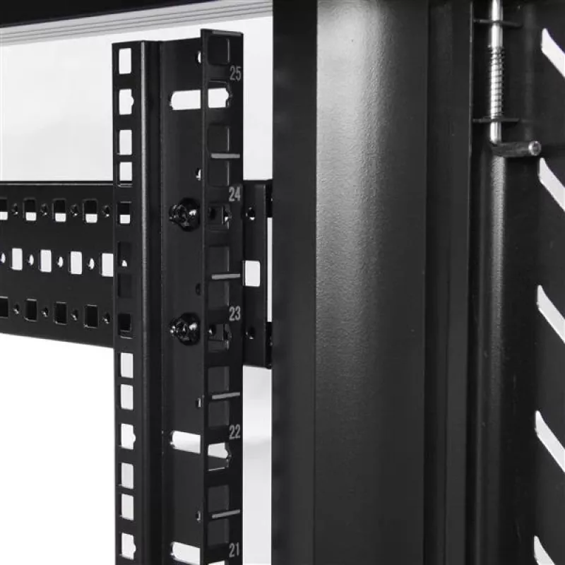 StarTech.com 4-Post 25U Server-Rack-Schrank, abschließbarer 19-Zoll-Daten-Rack-Schrank für Computer / AV / IT-Ausrüstung, Büro- / Heimnetzwerk-Rack mit Rollen und verstellbaren Montageschienen