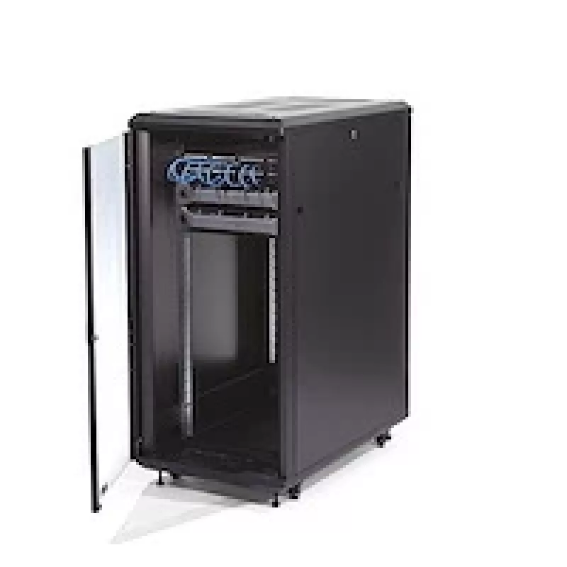 StarTech.com 4-Post 25U Server-Rack-Schrank, abschließbarer 19-Zoll-Daten-Rack-Schrank für Computer / AV / IT-Ausrüstung, Büro- / Heimnetzwerk-Rack mit Rollen und verstellbaren Montageschienen