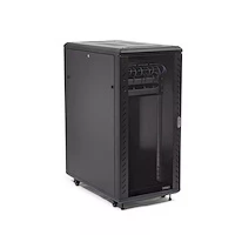 StarTech.com 4-Post 25U Server-Rack-Schrank, abschließbarer 19-Zoll-Daten-Rack-Schrank für Computer / AV / IT-Ausrüstung, Büro- / Heimnetzwerk-Rack mit Rollen und verstellbaren Montageschienen