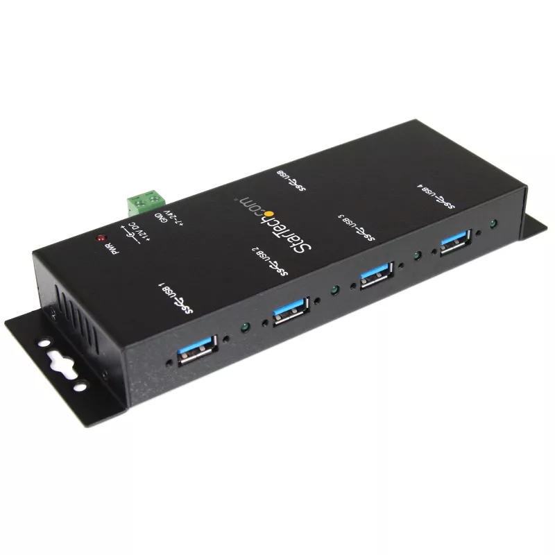StarTech.com 4-Port Industrial USB 3.0 Hub mit ESD-Schutz~4-Port USB 3.0 Hub - 5Gbps - Metall Industrie USB-A Hub - Wand- oder Schreibtischmontage USB-Daten-Hub - TAA-konform USB-Erweiterungshub