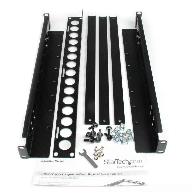 StarTech.com 1U universelle Server-Rack-Schienen, tiefenverstellbare Montageschienen für Server, 19-Zoll-Rack-Montageschienen