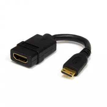 StarTech.com 5in Mini HDMI auf HDMI Adapter - 4K High Speed HDMI Adapter - 4K 30Hz Ultra HD High Speed HDMI Adapter - HDMI 1.4 - vergoldete Anschlüsse - UHD Mini HDMI Adapter 4K - Schwarz