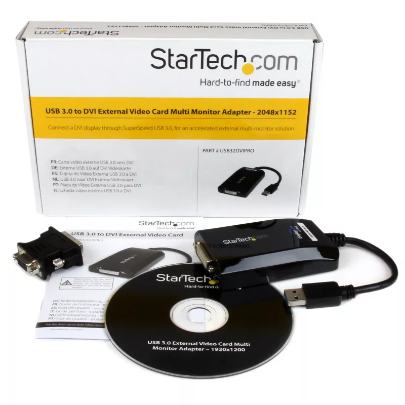 StarTech.com USB 3.0 auf DVI / VGA Adapter – 2048x1152, 3.2 Gen 1 (3.1 Gen 1), USB Typ-A, DVI-Ausgang, 2048 x 1152 Pixel