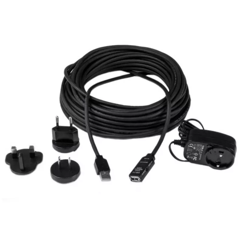 StarTech.com 15m USB 2.0 Active Extension Kabel - M/F, 15 m, USB A, USB A, USB 2.0, Male/Female, Schwarz