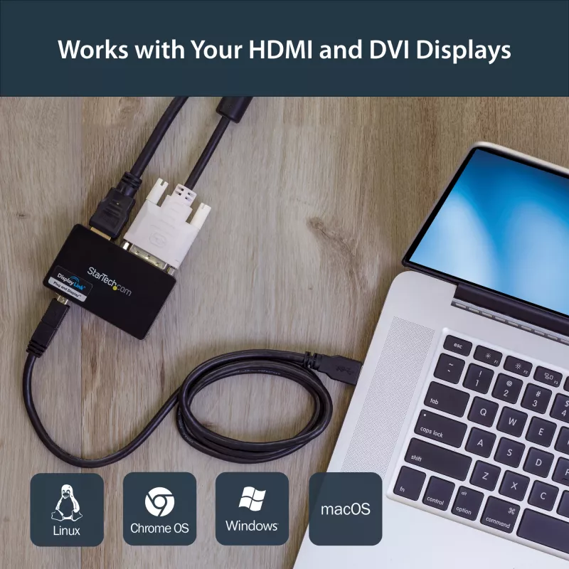 StarTech.com USB 3.0 auf HDMI / DVI Adapter - 2048 x 1152, 3.2 Gen 1 (3.1 Gen 1), USB Typ-B, DVI-Ausgang, HDMI-Ausgang, 2048 x 1152 Pixel