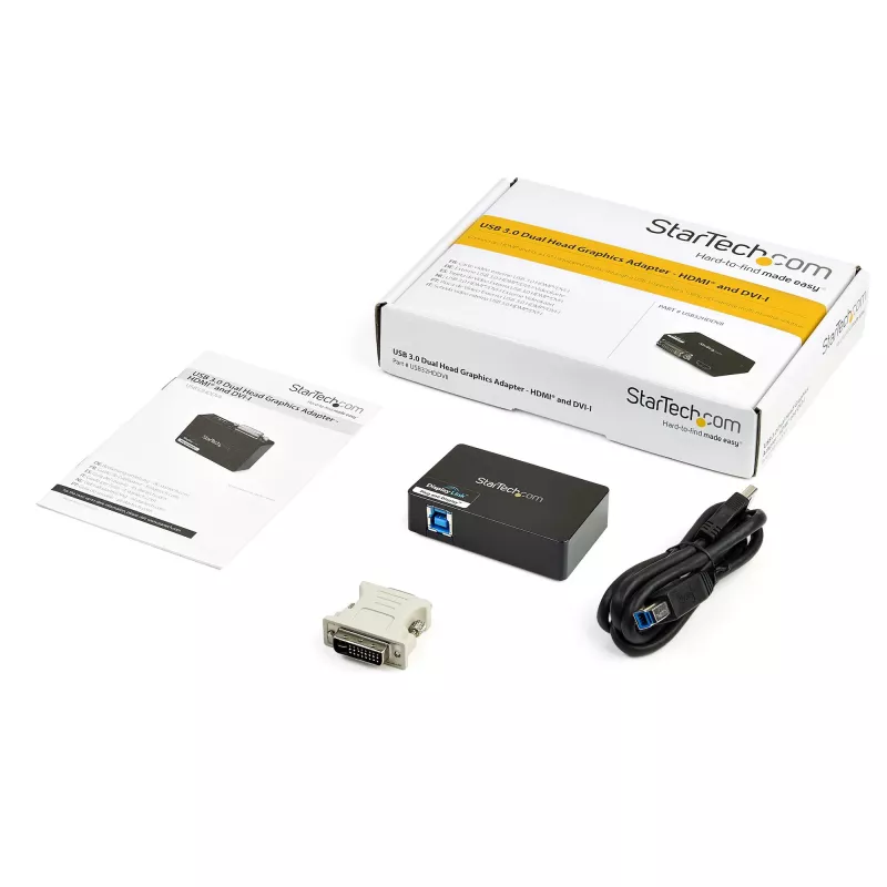 StarTech.com USB 3.0 auf HDMI / DVI Adapter - 2048 x 1152, 3.2 Gen 1 (3.1 Gen 1), USB Typ-B, DVI-Ausgang, HDMI-Ausgang, 2048 x 1152 Pixel