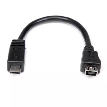 StarTech.com 15 cm Micro-USB auf Mini-USB Adapter Kabel M/W, 0,15 m, Mini-USB B, Micro-USB A, Stecker/Buchse, Schwarz