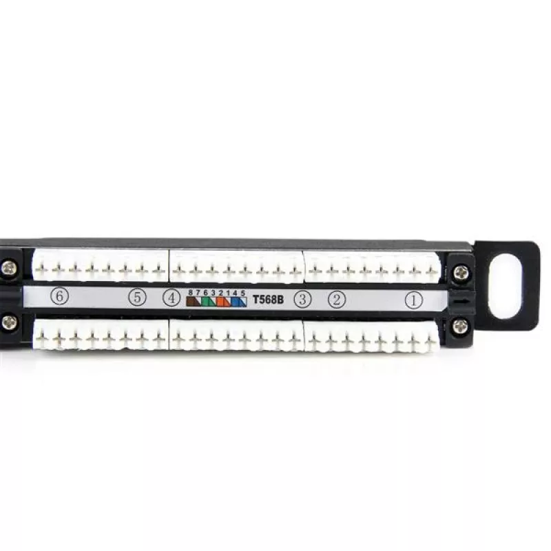StarTech.com 24 Port 0.5U Cat5e Patch Panel – RJ45 Ethernet Rackmount Cat 5e 110 Patch Panel