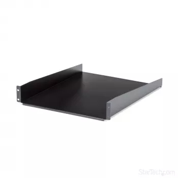 StarTech.com 2U Server-Rack-Einlegeboden – Universeller auskragender Rack-Montageboden für 19-Zoll-Netzwerkausrüstungs-Rack und -Schrank – Hochbelastbarer Stahl – Tragfähigkeit 22,6 kg – 22 Zoll tiefes Tablett, Schwarz