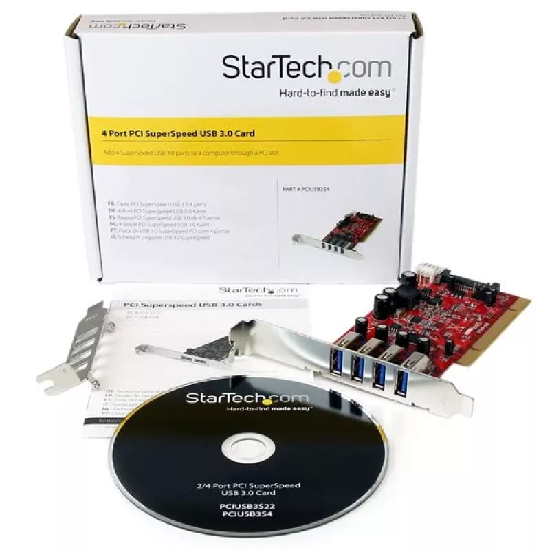 StarTech.com 4-Port PCI USB 3.0 Adapterkarte mit SATA/SP4-Stromanschluss